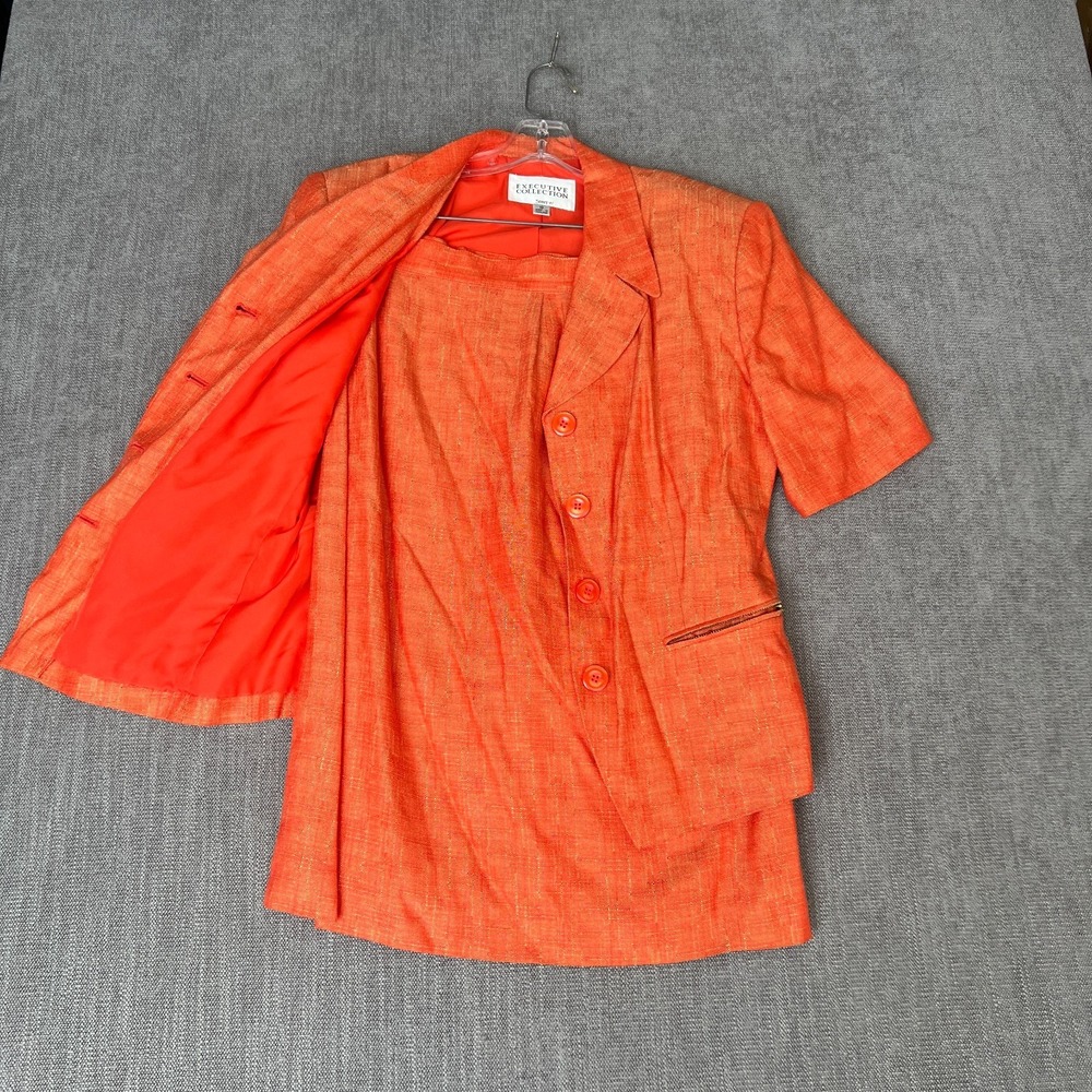 Vintage Executive Collection 2-Piece Blazer & Skirt Suit Set Womens 10 Orange
